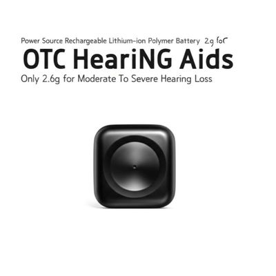 Sumber Daya Baterai Polimer Lithium-ion Isi Ulang Alat Bantu Dengar OTC Hanya 2.6g untuk Gangguan Pendengaran Sedang Hingga Berat