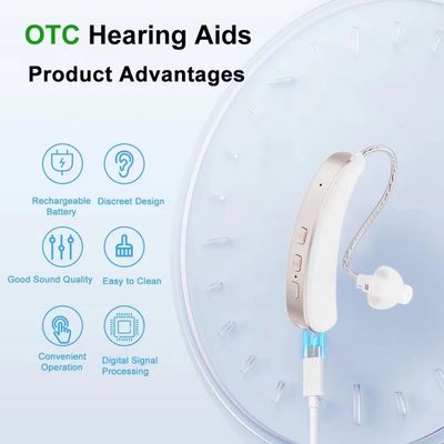 BTE RIC Digital Ear Machine Golden Single Hearing Aid Dengan Pengurangan Kebisingan