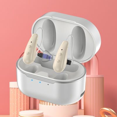 BTE CIC Alat bantu dengar isi ulang Jenis Induksi Sentuh Alat bantu dengar kompak yang dirancang untuk nirkabel dan umur baterai yang panjang